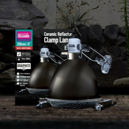 ARCADIA GRAPHITE CERAMIC REFLECTOR CLAMP LAMP 14 CM